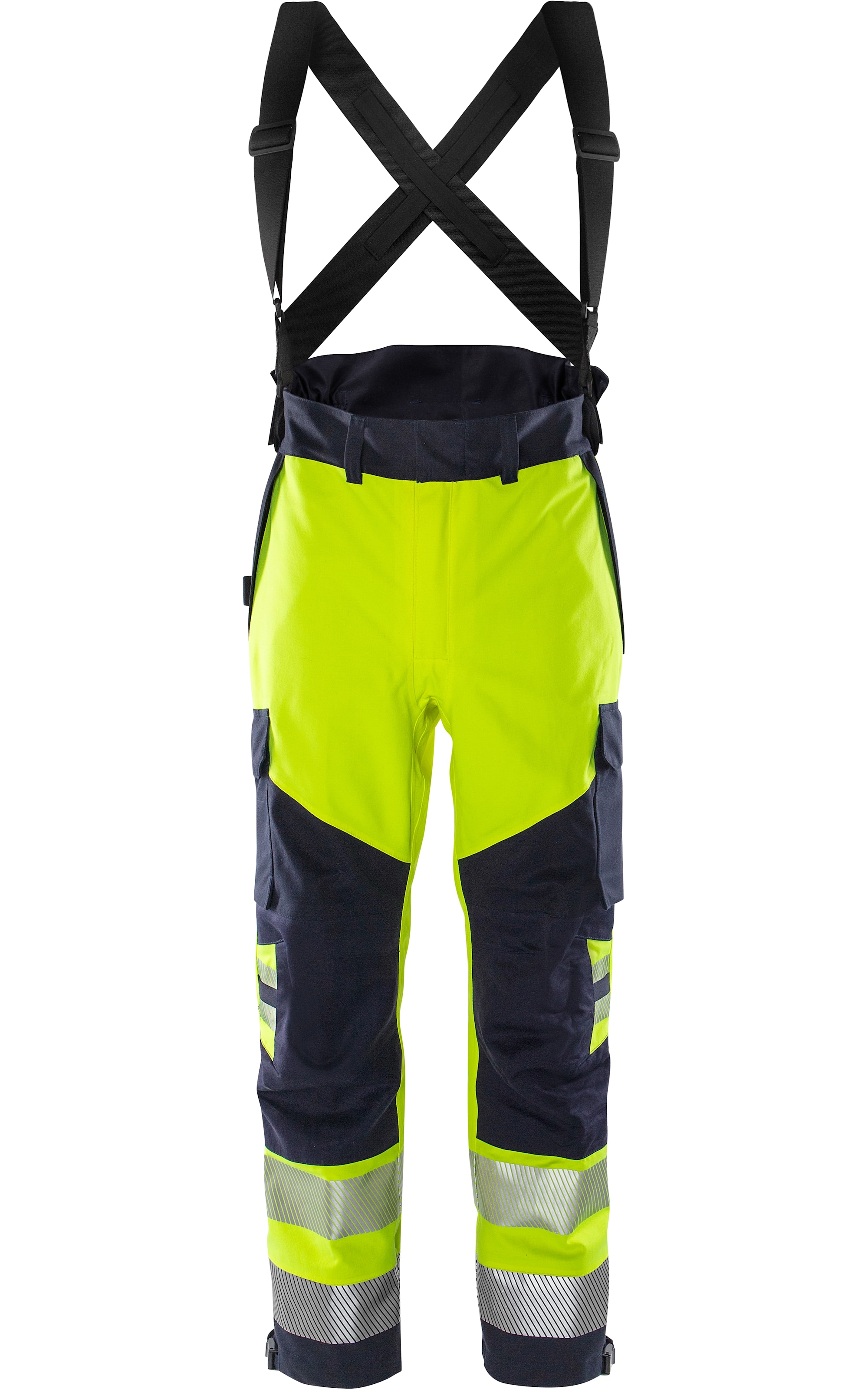 Fristads Flame Høy synlighet Airtech® skallbukser klasse 2 2525 ATHR Hi-Vis Gul / Marineblå 2XL