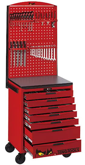 Teng Tools Verktygsvagn TCMM545N med 7 lådor och 545 verktyg, med panel, röd