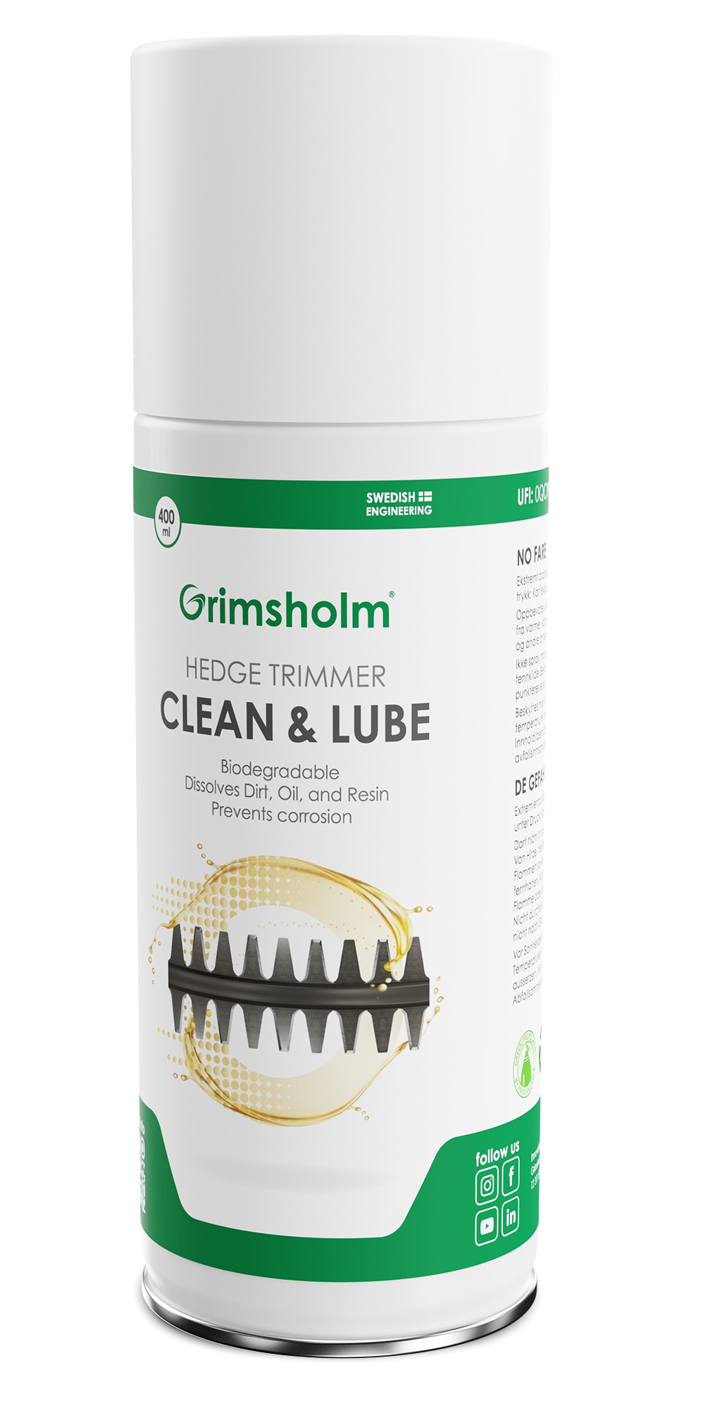 Grimsholm Hedge trimmer clean & lube, 400 ml