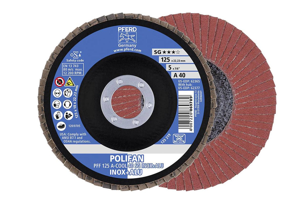 Pferd Lamellrondell Polifan PFF 125 A-COOL 40 SG INOX+ALU