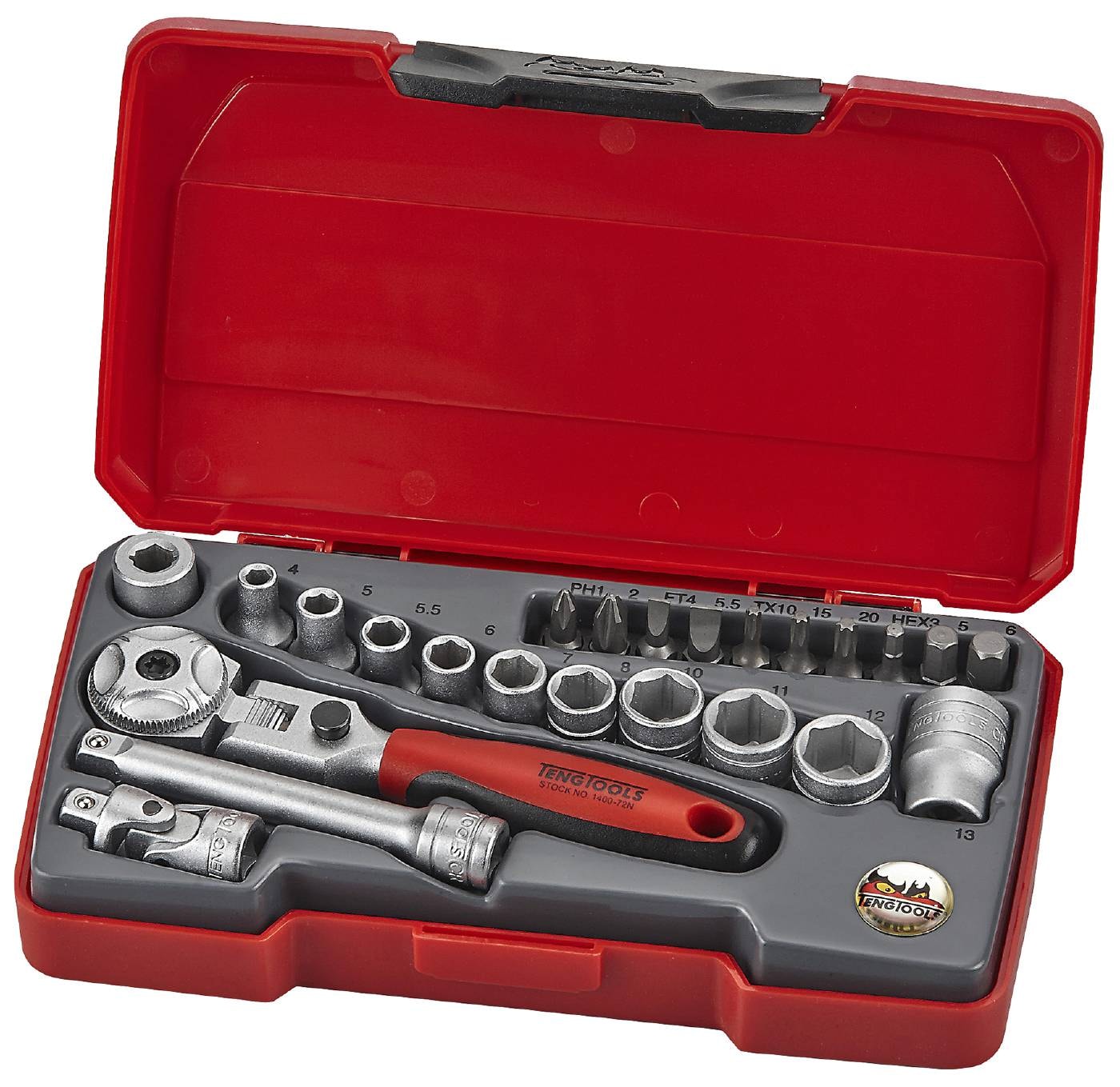 Teng Tools Hylsyavainsarja, nelikulmainen 1/4\"-kiinnitys T1424S