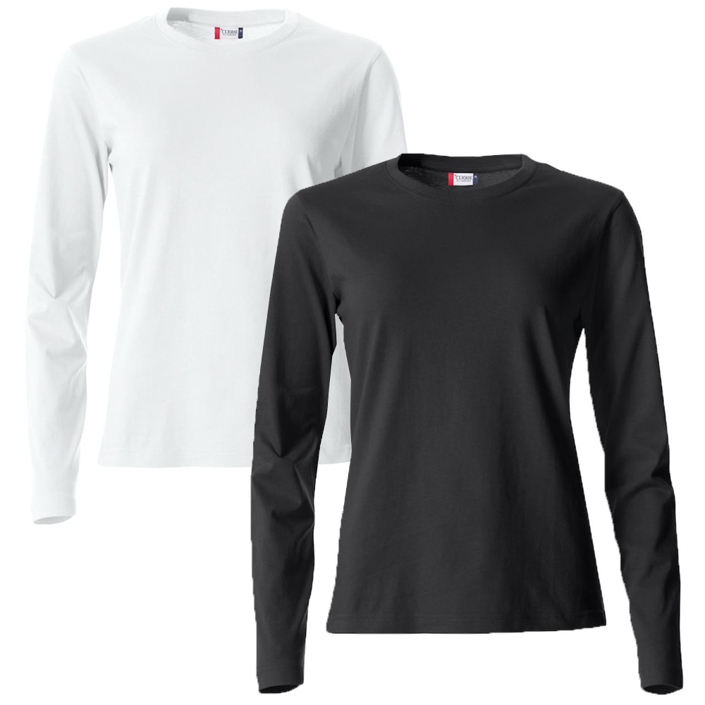 Clique Pitkähihainen Paita Valkoinen + Musta 2-pack Naiset