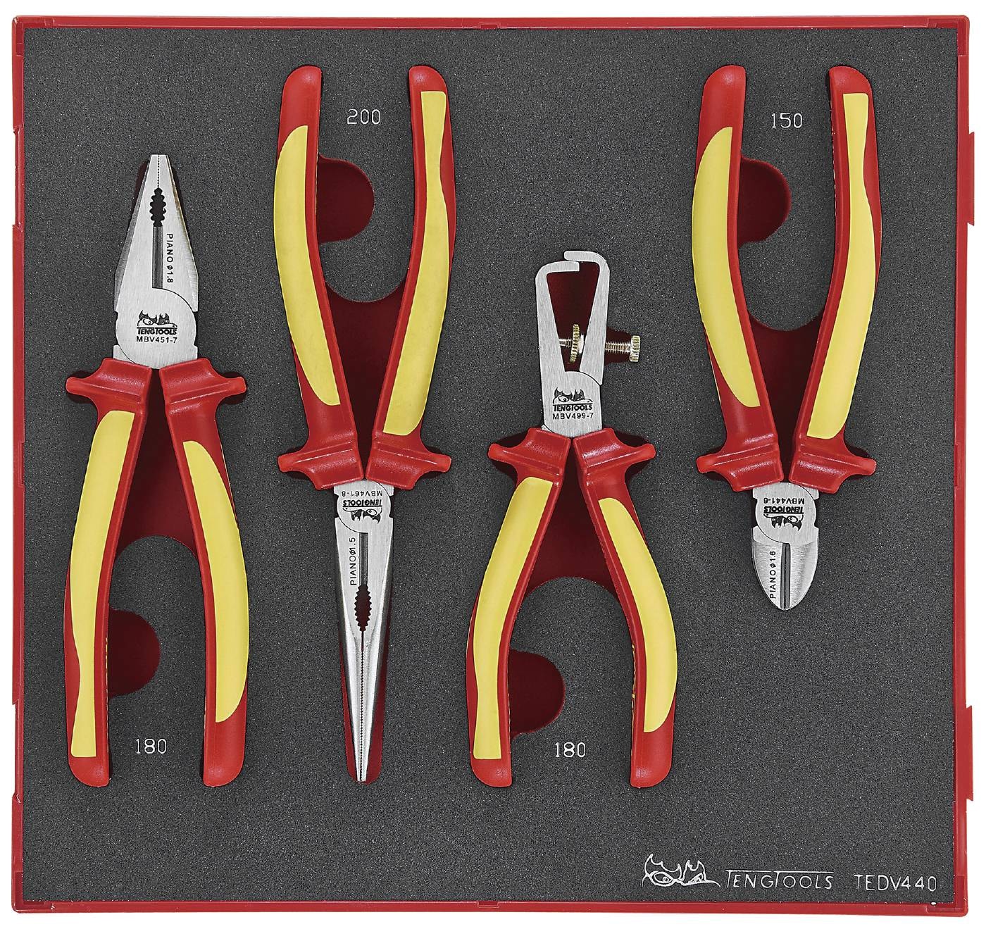 Teng Tools Tångsats TEDV440 Isolerad 1000V EVA 4 delar