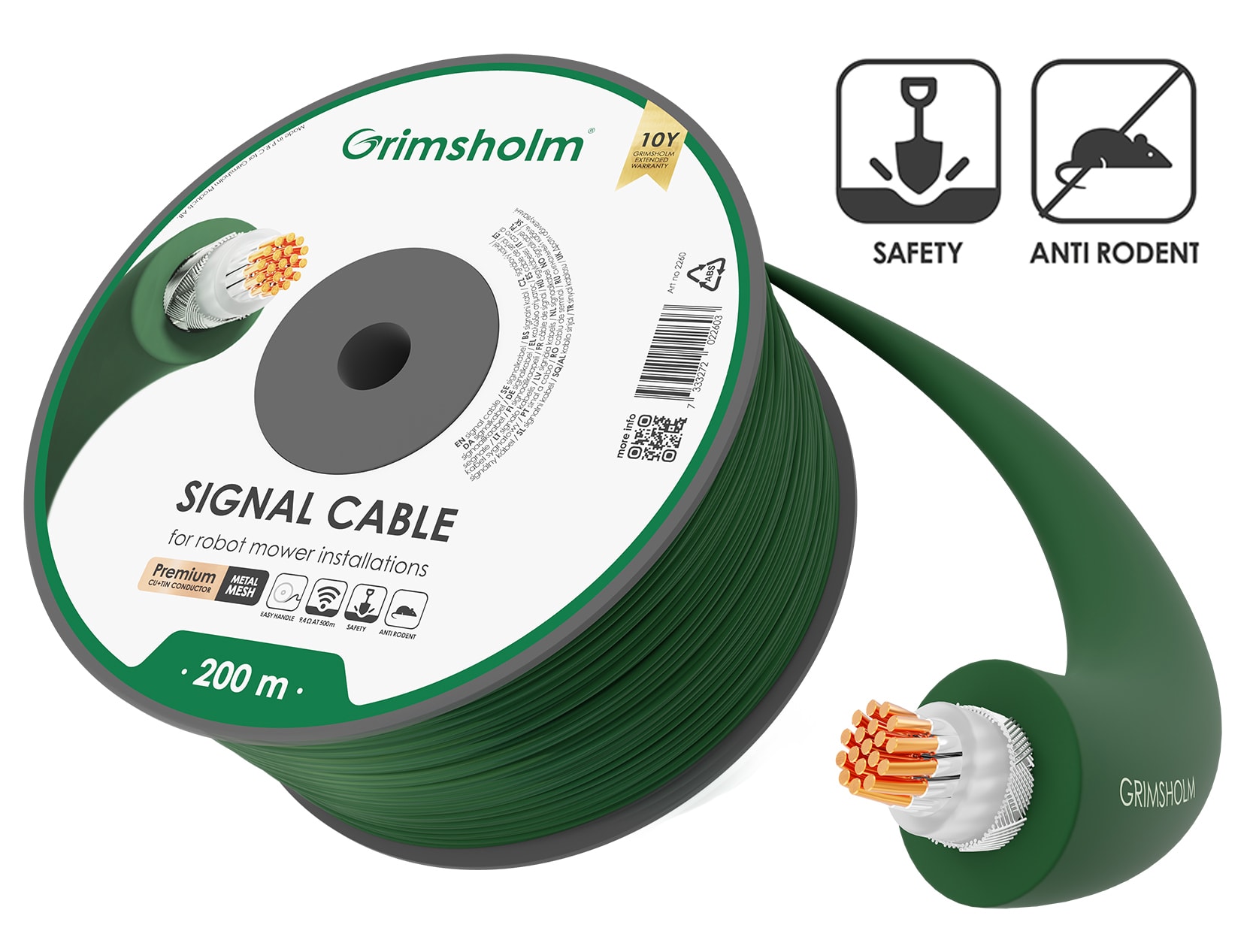 Grimsholm Begränsningskabel Premium Metal Mesh 200m