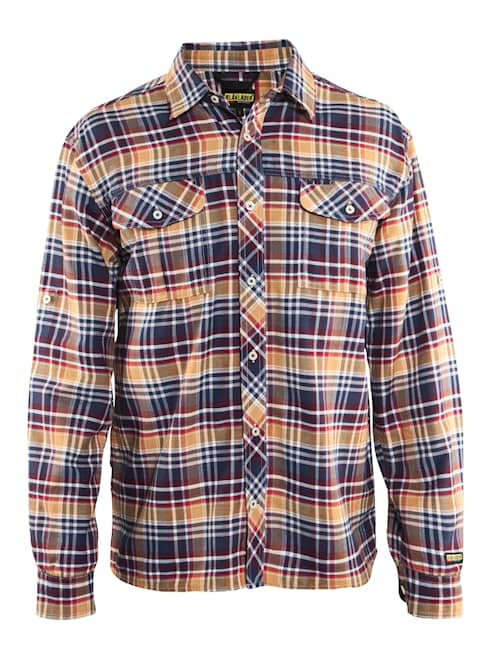 Blåkläder Flanellskjorte - Marineblå/Oransje - XS