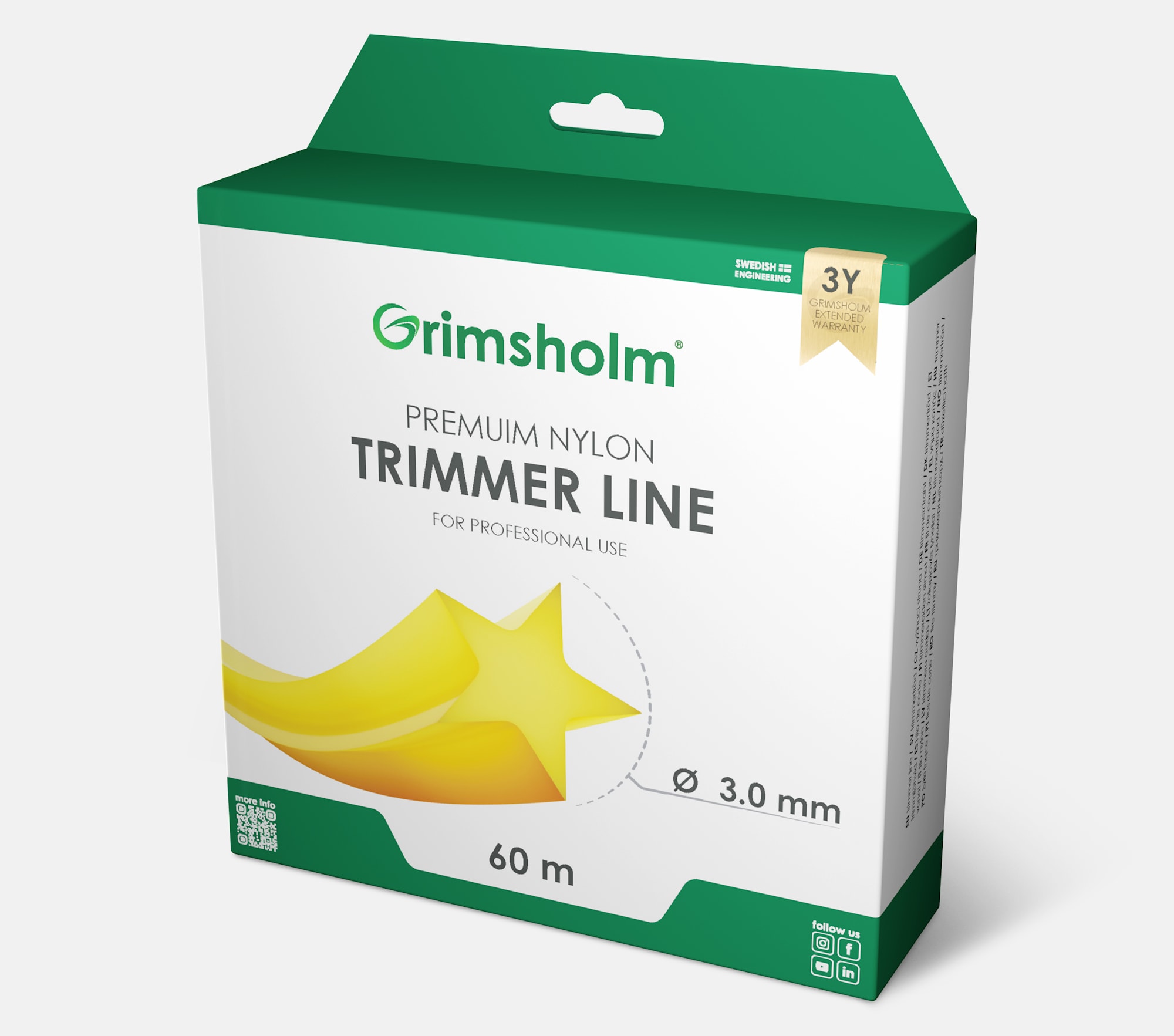 Grimsholm Trimmerilanka Tähti Keltainen 3,0 mm 60 m
