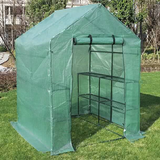 Metalcraft Plastic Drivhus 2m² - Stålramme med PE plastafdækning Grøn