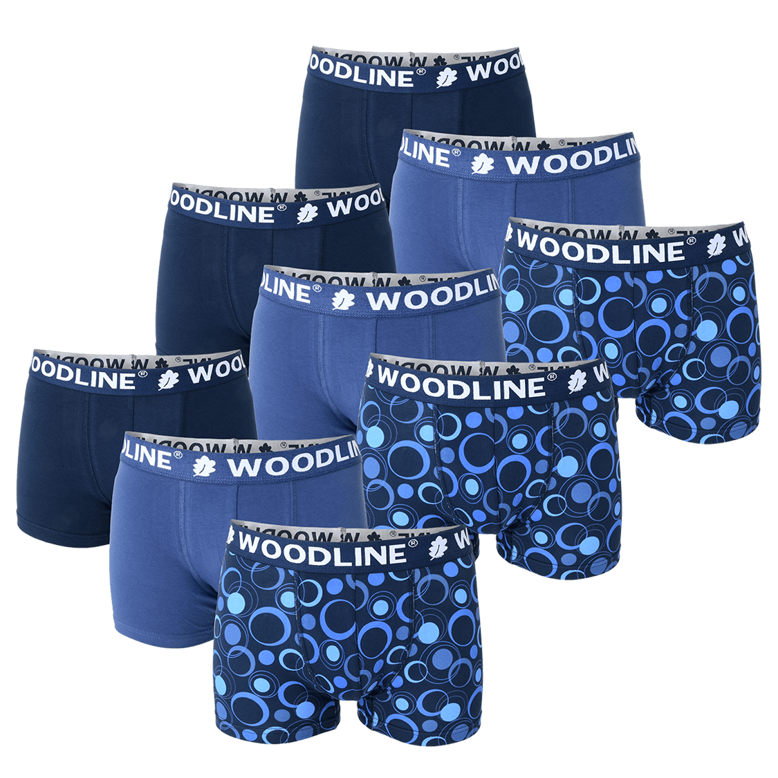 Woodline boxershorts, blå, 9-pak