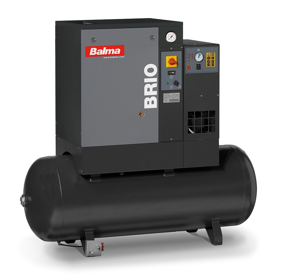 Balma Brio.E 5,5 kW 10 bar ruuvikompressori, 200 l säiliö, kylmäkuivaimella