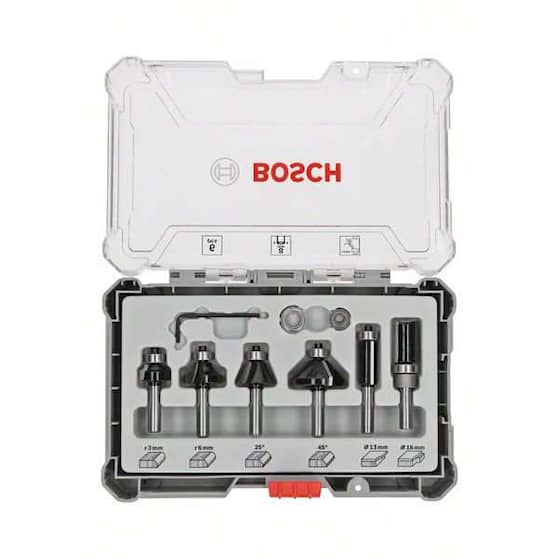Bosch Jyrsinteräsarja, 6 kpl, tasaukseen ja reunaukseen, 8 mm:n kara