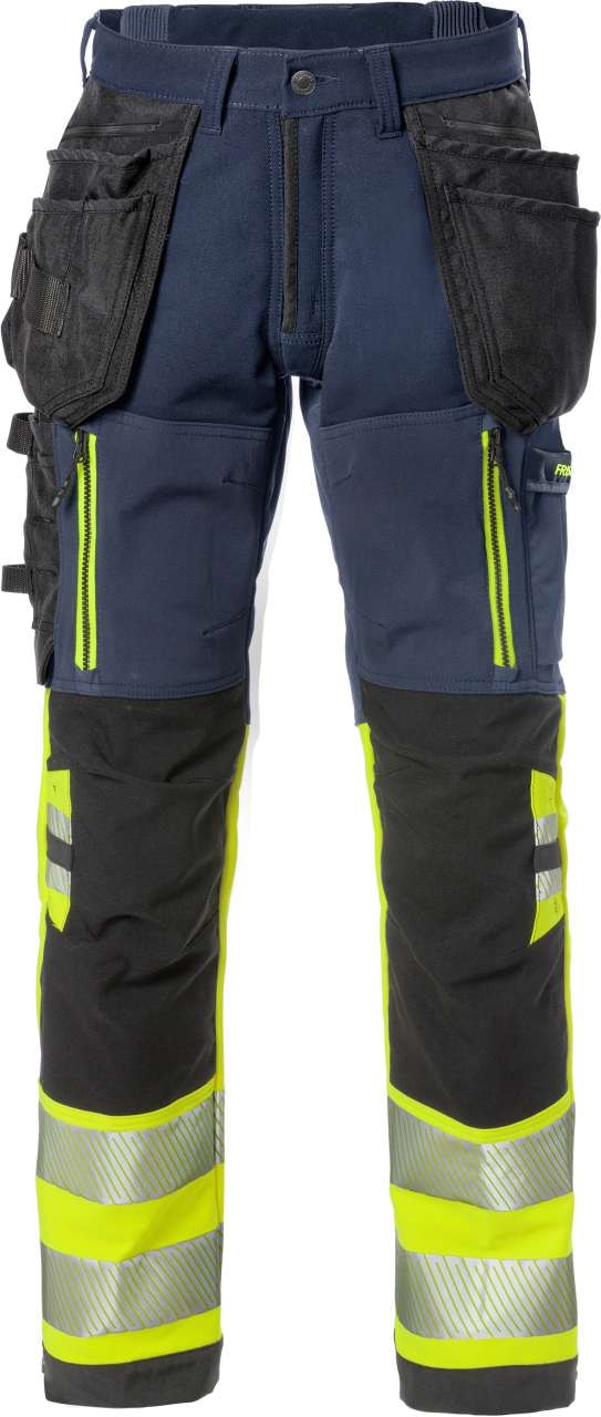 Fristads Håndverkerbukse stretch 2568 STP Klasse 1 Hi-Vis Gul / Svart C66