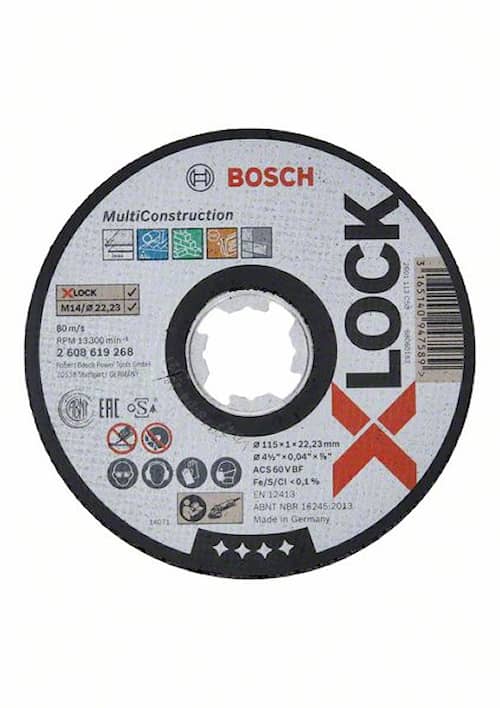 Bosch X-LOCK Multi Material, 115 x 1 x 22,23, til lige snit
