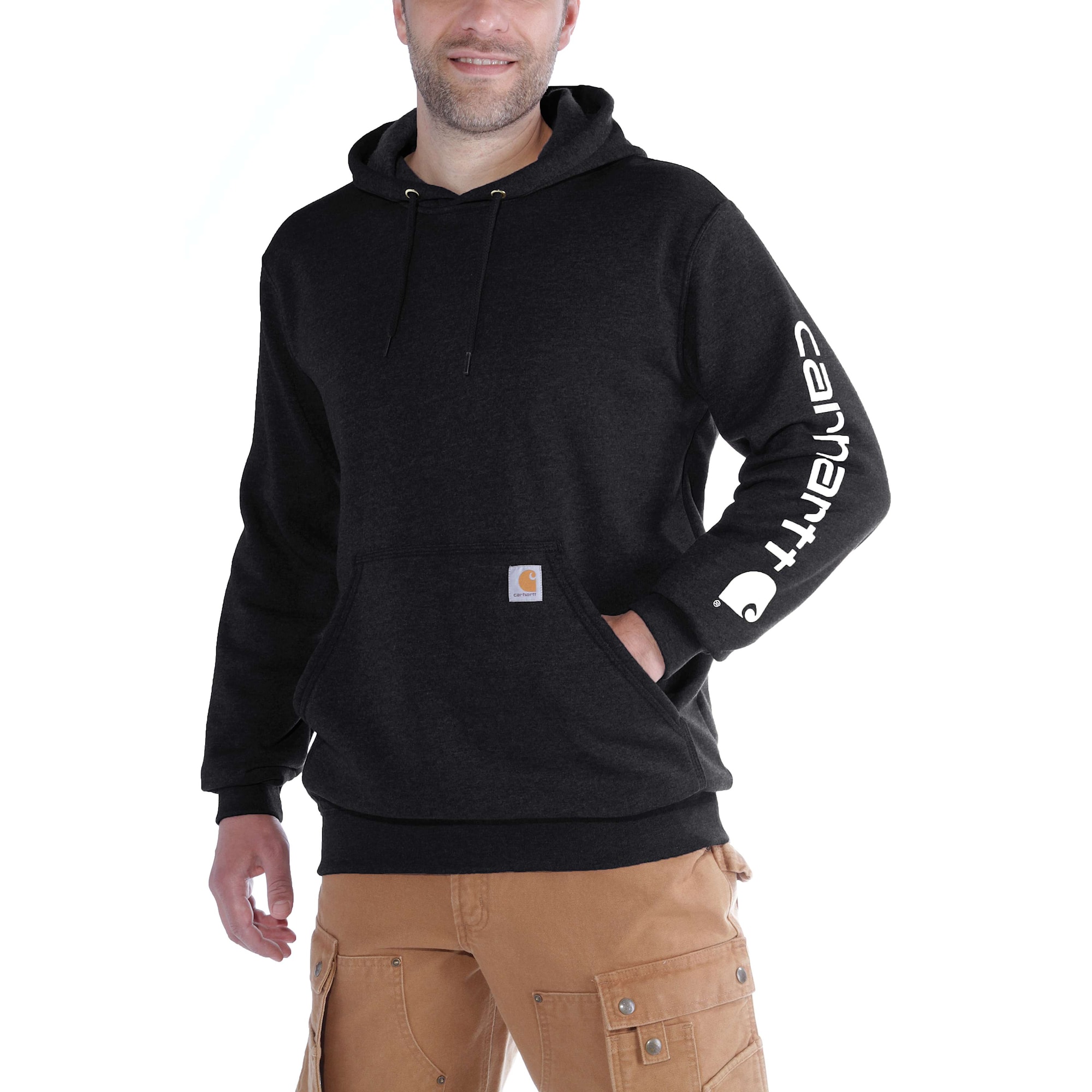 Carhartt Sleeve logo Hoodie Herr Black