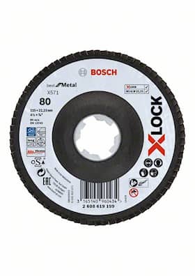 Bosch X-LOCK-tasoliuskalaikat, kallistettu versio, kuitulevy, Ø 115 mm, G 80, X571, Best for Metal, 1 kpl