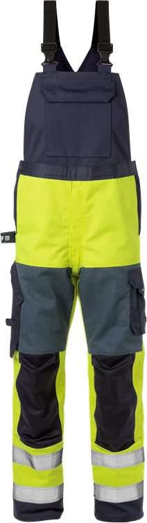 Fristads Flame høy synlighet selebukse cl 2 1585 FLAM Hi-Vis Gul / Marineblå D120