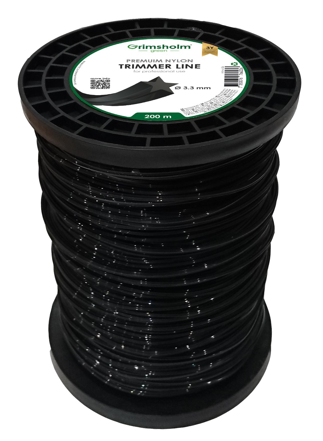 Grimsholm Trimmer line, Star, Black, 3.3mm, 200m