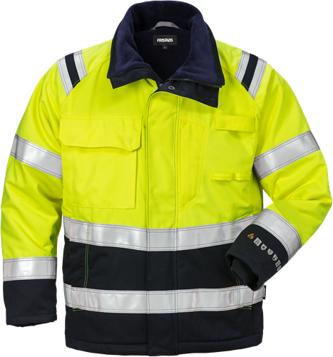 Fristads Flamestat høy synlighet vinterjakke cl 3 4185 ATHS Hi-Vis Gul / Marineblå 3XL
