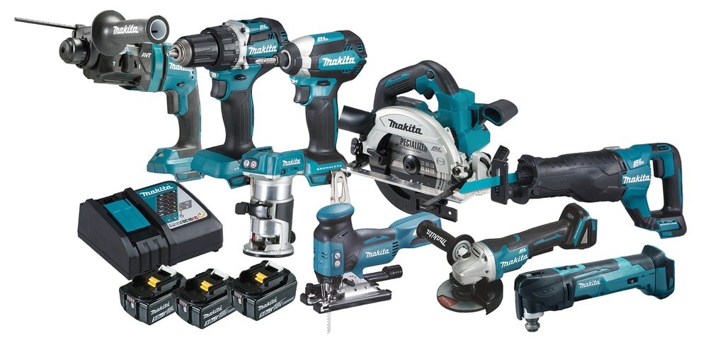 Makita Verktygspaket LXT ®DLX9009T 18V med 3st 5,0Ah batterier och laddare