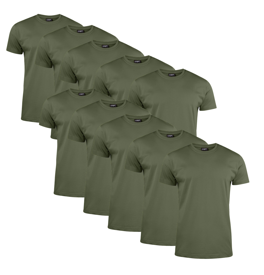 Clique T-Shirt Herren 10er Pack Militärgrün
