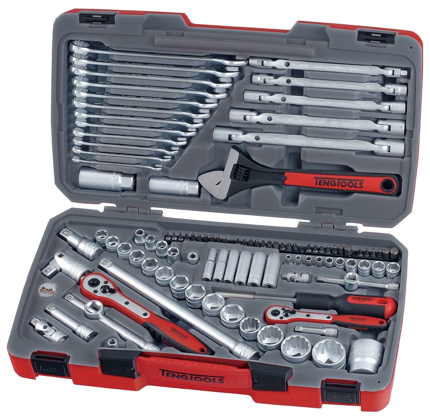 Teng Tools Topnøglesæt. Med 1/4\", 3/8\" og 1/2\" firkantfæste. TM106