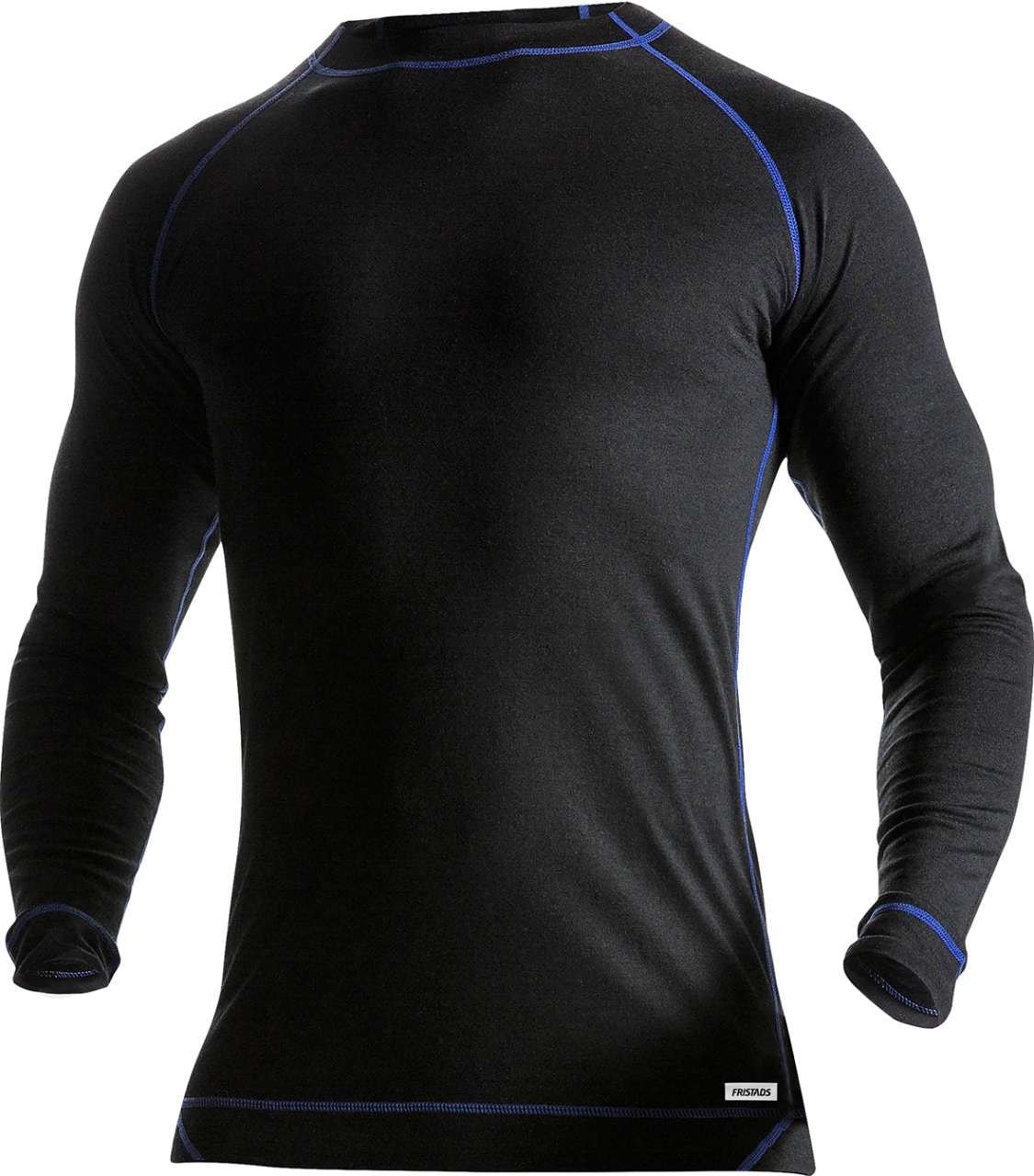 Fristads Langermet T-skjorte i merinoull 7517 MW Svart 3XL