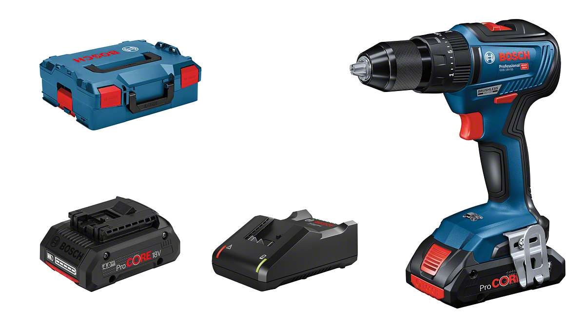 Bosch Batteridrevet bor-/skrumaskin GSB 18V-55 Professional i L-BOXX