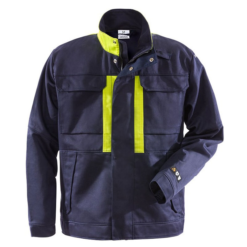 Fristads Jakke for flammesveising 4077 WEL Marineblå / Hi-Vis Gul 3XL