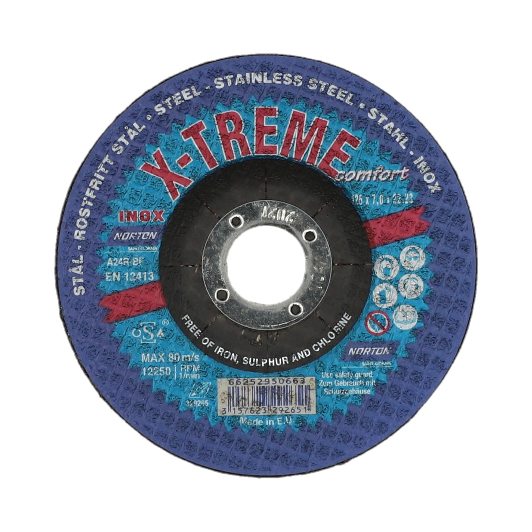 Norton Navrondell för stål/rostfritt X-Treme 125x7,0x22,23mm A24R Typ 27