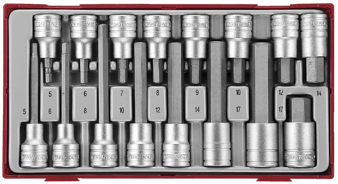 Teng Tools Bitshylsa i sats TTHEX16 1/2 Insex 16 delar, långa och korta
