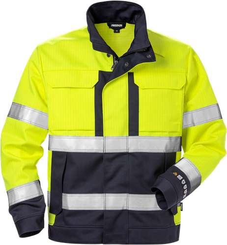 Fristads Flamme høy synlighet jakke cl 3 4584 FLAM Hi-Vis Gul / Marineblå 3XL