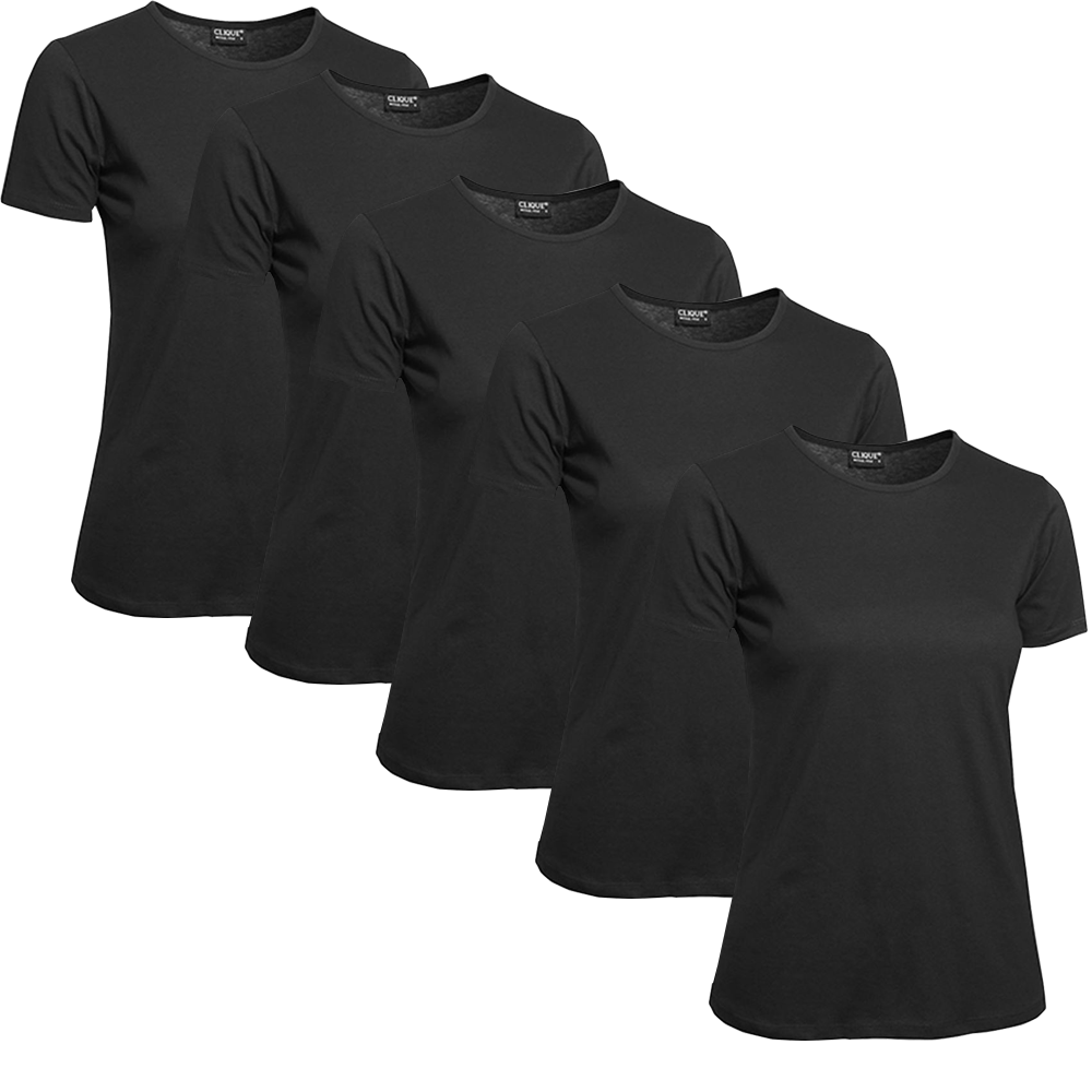 Clique T-Shirt Damen 5er-Pack Schwarz