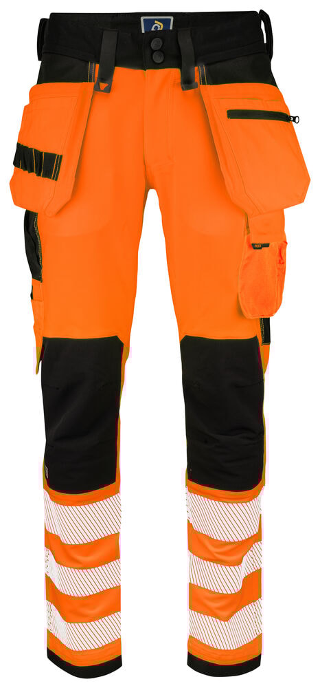 ProJob 6573 Håndverksbukse Stretch En Iso 20471 Kl 2 - Orange/Black - D96