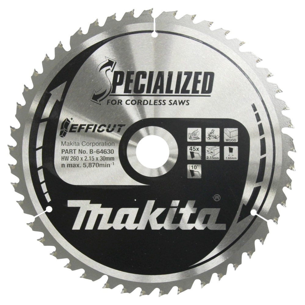 Makita Pyörösahanterä HM 260 mm, Z-45 Pöytä- ja jiirisahat