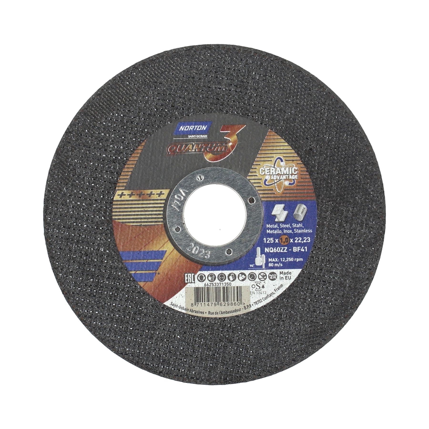 Norton Katkaisulaikka metallille Quantum3 Ultra Thin 125x1,6x22,23 mm NQ46ZZ, T41