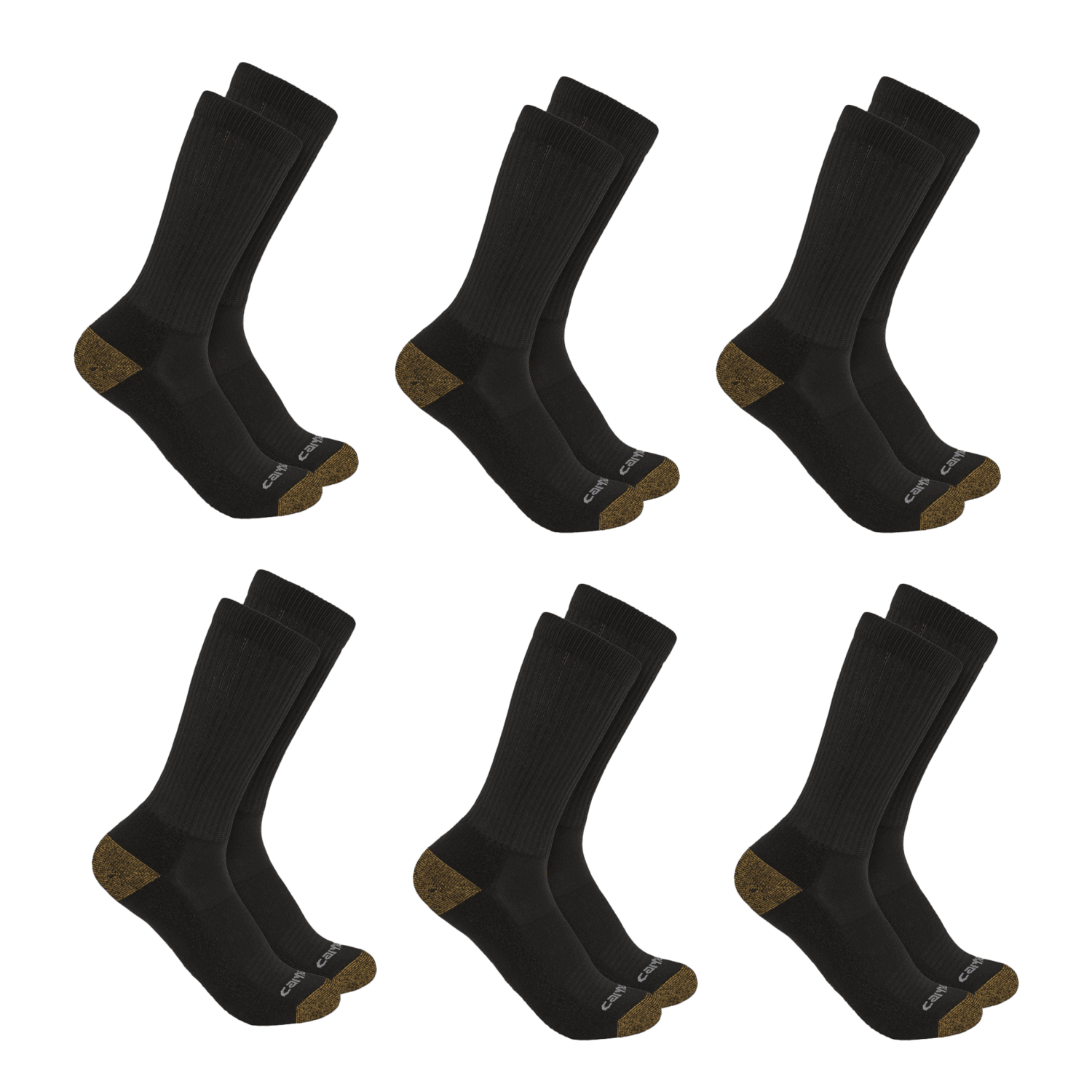 Carhartt Midweight Crew Strumpor 6-pack Herr Black XL