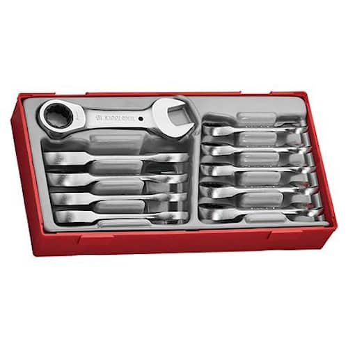 Teng Tools Sæt med 10 stk. ringgaffelnøgler med skraldefunktion Stubby TT6010MRS