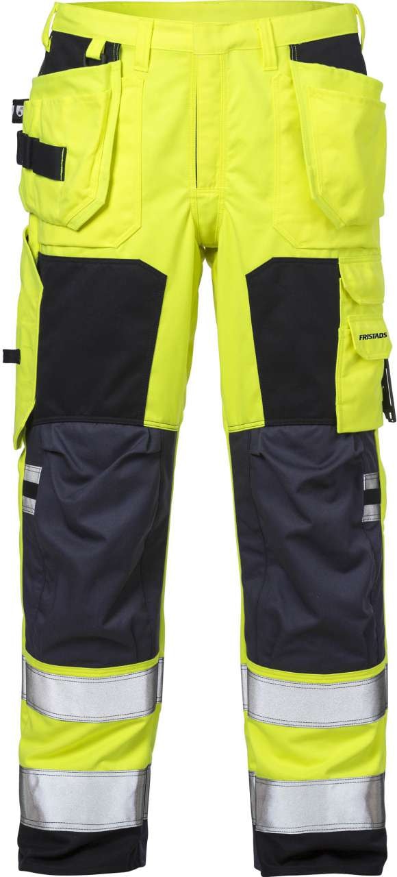 Fristads Flamestat høy synlighet håndverkerbukser 2075 ATHS Hi-Vis Gul / Marineblå D116