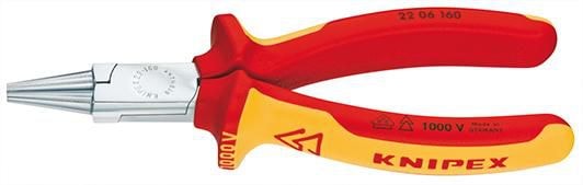 Knipex rundtenger 2206160 160mm VDE, forkrommet