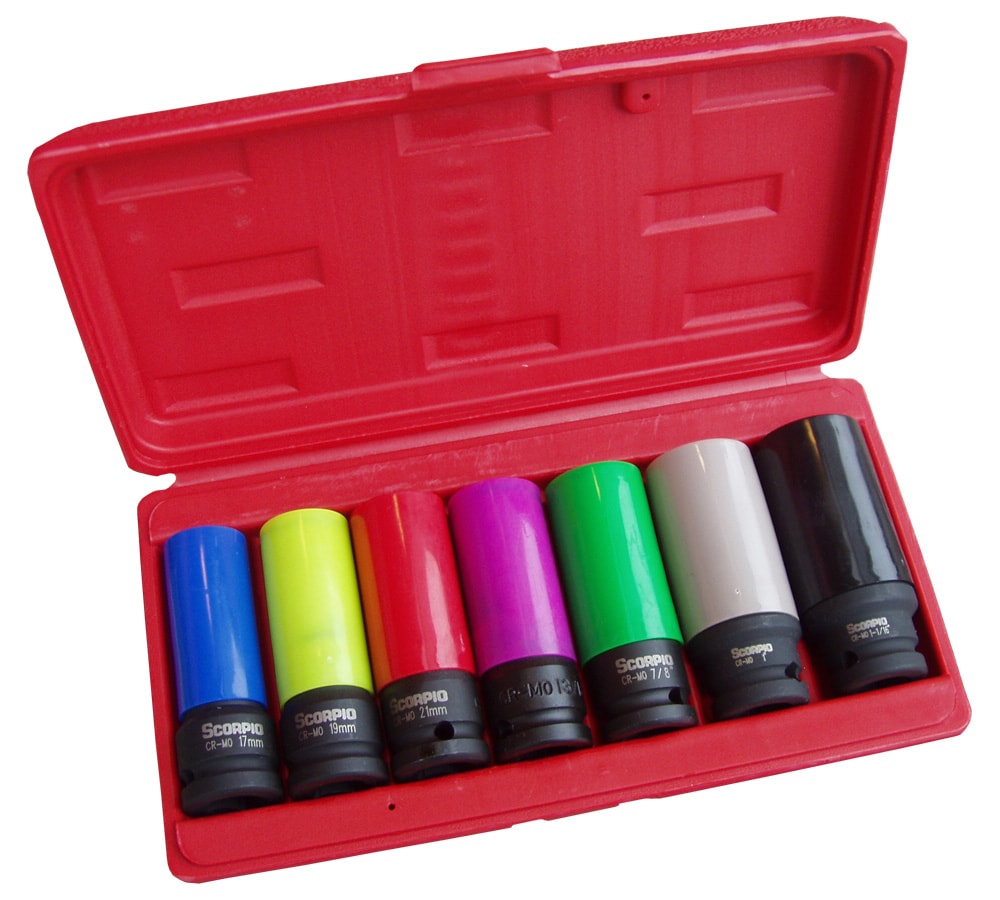 Scorpio pipenøkler S-1207DK 1/2" i sett, 6-kant 7 deler, lange