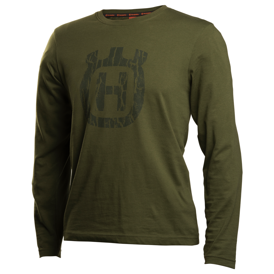 Husqvarna T-SHIRT lång arm skogsgrön - barkmöntrad kamoflage L