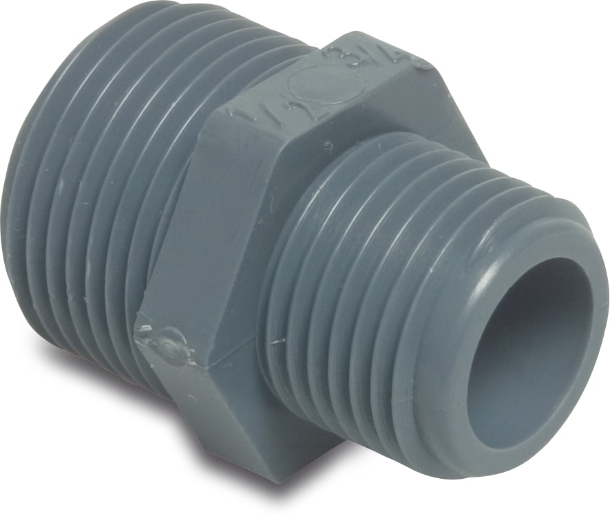 Reduktionsgevindnippel m. 1 og 3/4 udvendig. tråd