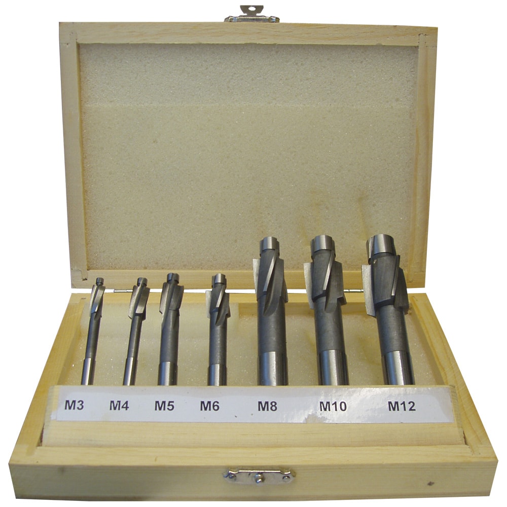 Hawk planforsenkere i sett, 7 stk. M3-M12