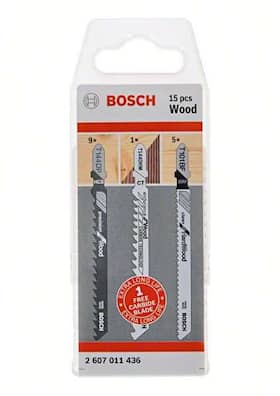Bosch 15-osainen pistosahanteräsarja puulle, T-kiinnitys