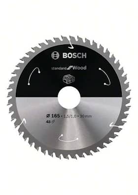 Bosch Standard for Wood -pyörösahanterä johdottomiin sahoihin 165 x 1,5 / 1 x 30 T48