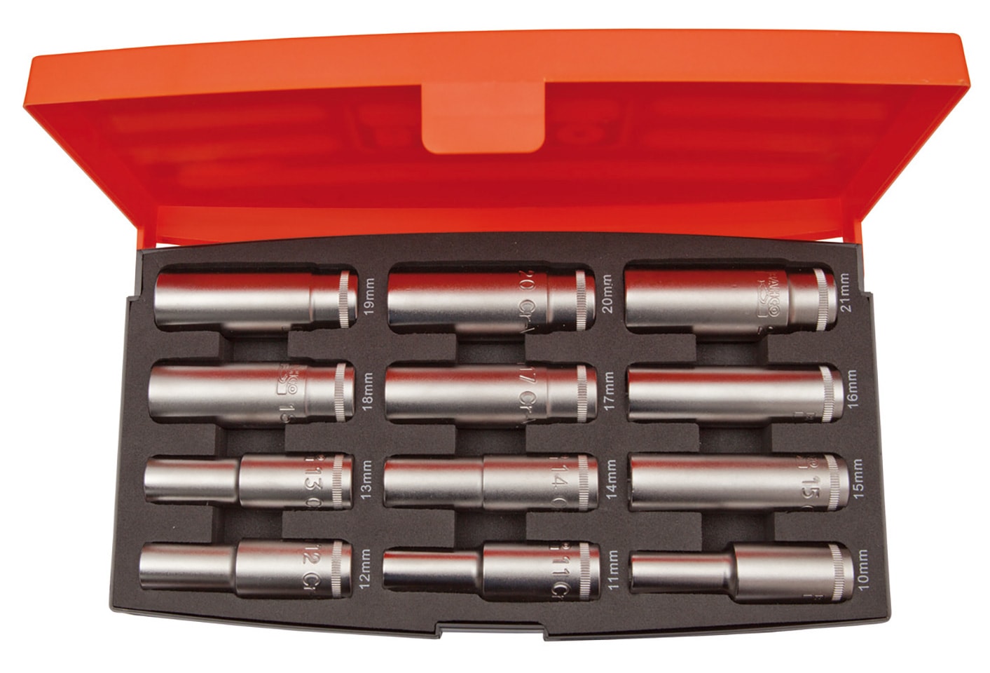 Bahco toppe 1/2" lange sæt med 12 dele