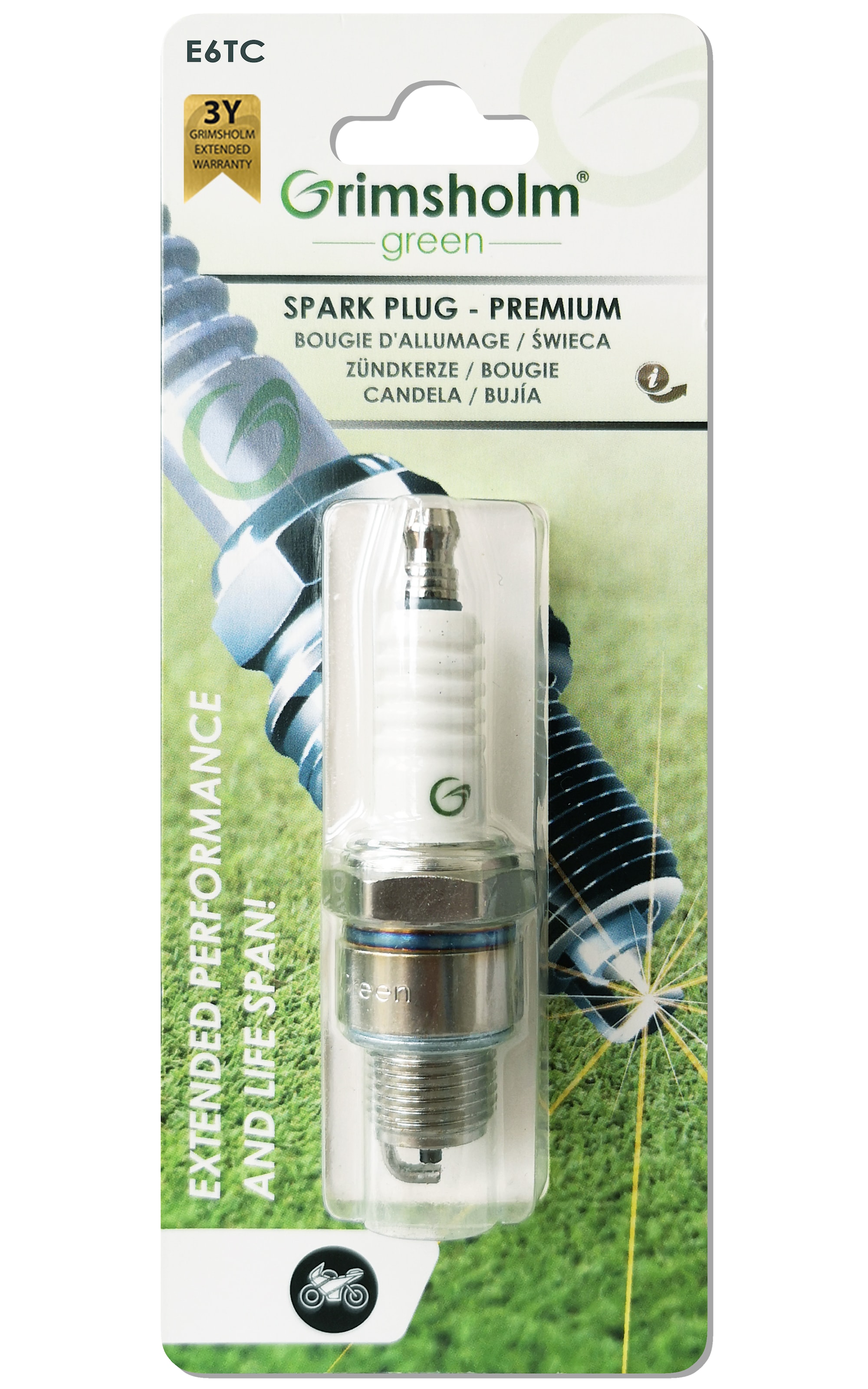 Grimsholm Spark Plug E6TC (motorbike, no resistor), 1 pc