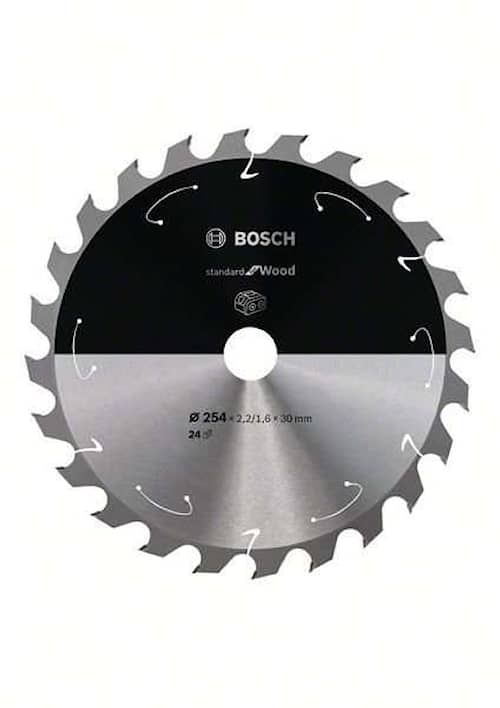 Bosch Standard for Wood -pyörösahanterä johdottomiin sahoihin 254 x 2,2 / 1,6 x 30 T24