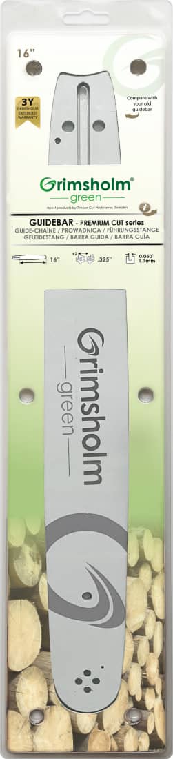 Grimsholm 16" .325" 1.3mm Premium Cut Motorsågssvärd