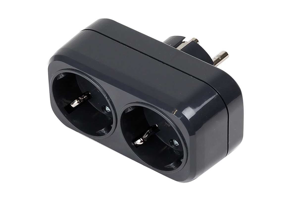 Mirka 2-vägs elektrisk adapter 230V EU, svart