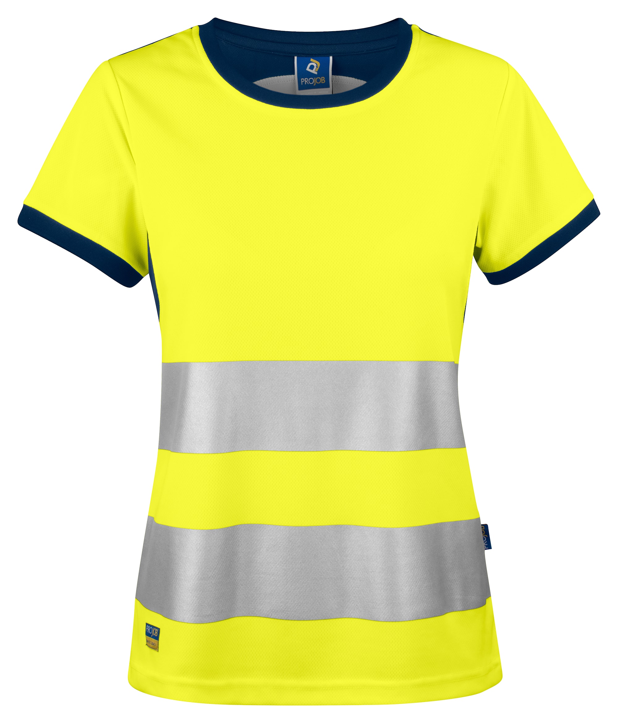 ProJob 6012 T-Skjorte Dame En Iso 20471 Kl 2/1 - Yellow/Navy - XL
